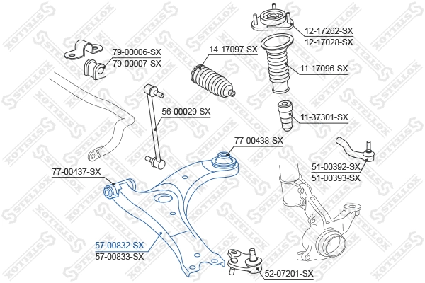 Bras de liaison, suspension de roue STELLOX 57-00832-SX