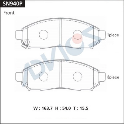 Kit de plaquettes de frein, frein à disque ADVICS SN940P