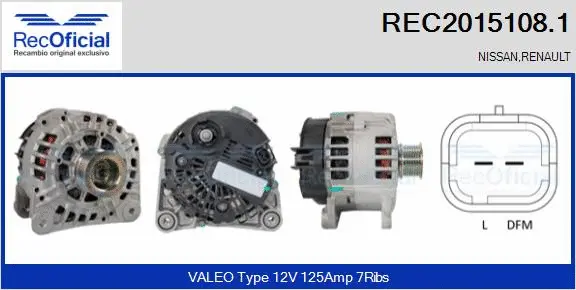 Alternateur RECOFICIAL REC2015108.1