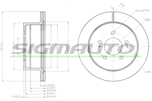 Disque de frein SIGMAUTO DBC170V