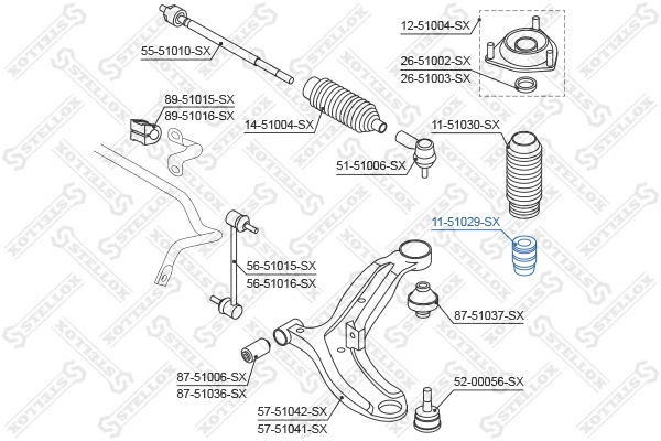 Butée élastique, suspension STELLOX 11-51029-SX