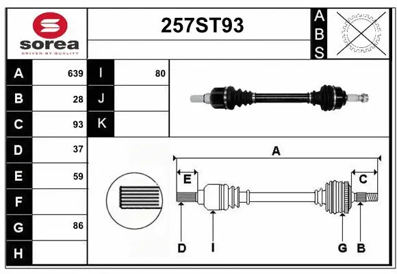 Arbre de transmission STARTCAR 257ST93