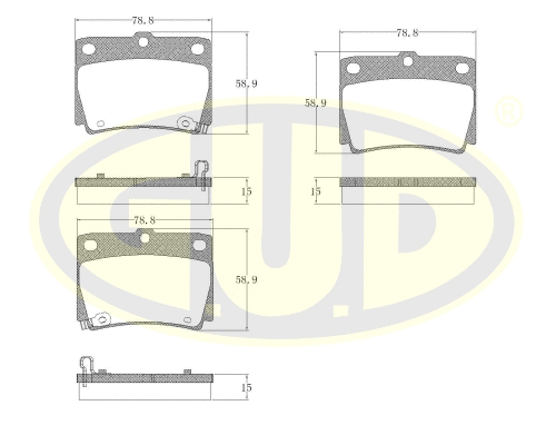 Kit de plaquettes de frein, frein à disque G.U.D. GBP880177