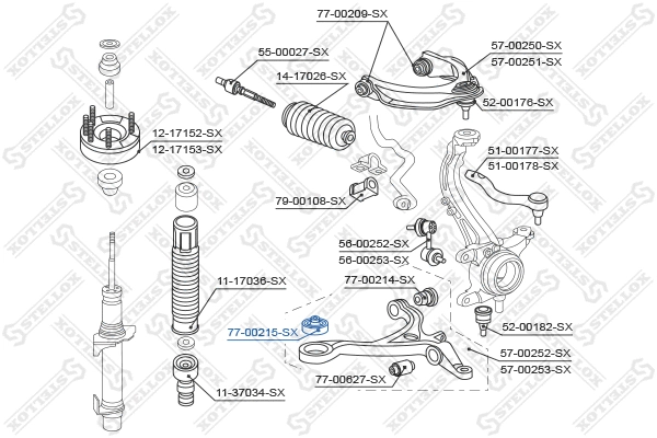 Suspension, bras de liaison STELLOX 77-00215-SX