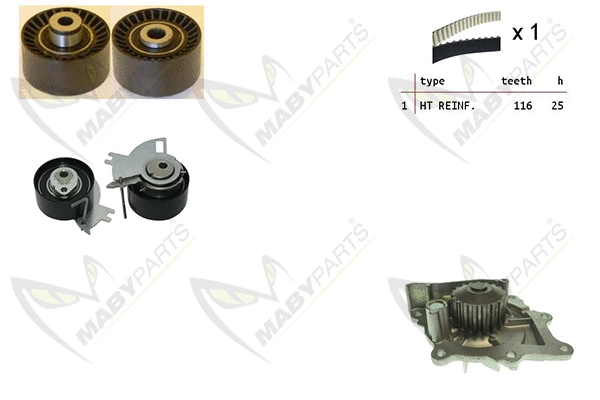 Pompe à eau + kit de courroie crantée MABYPARTS OBKWP0141