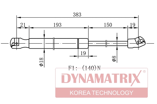 Vérin, vitre arrière DYNAMATRIX DGS006963