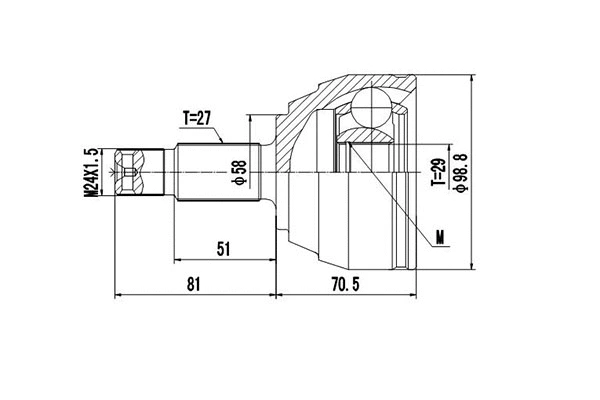 Jeu de joints, arbre de transmission DYNAMATRIX DCV818098