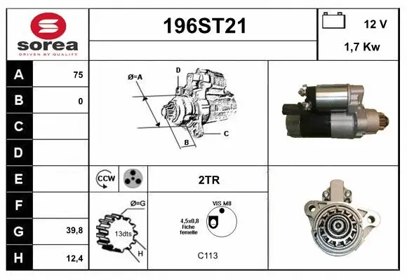 Démarreur STARTCAR 196ST21