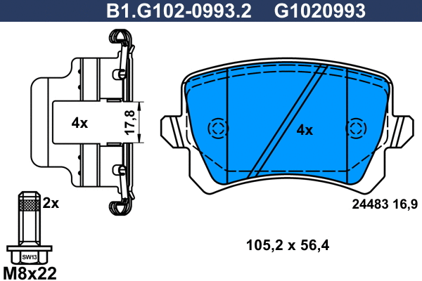 Kit de plaquettes de frein, frein à disque GALFER B1.G102-0993.2