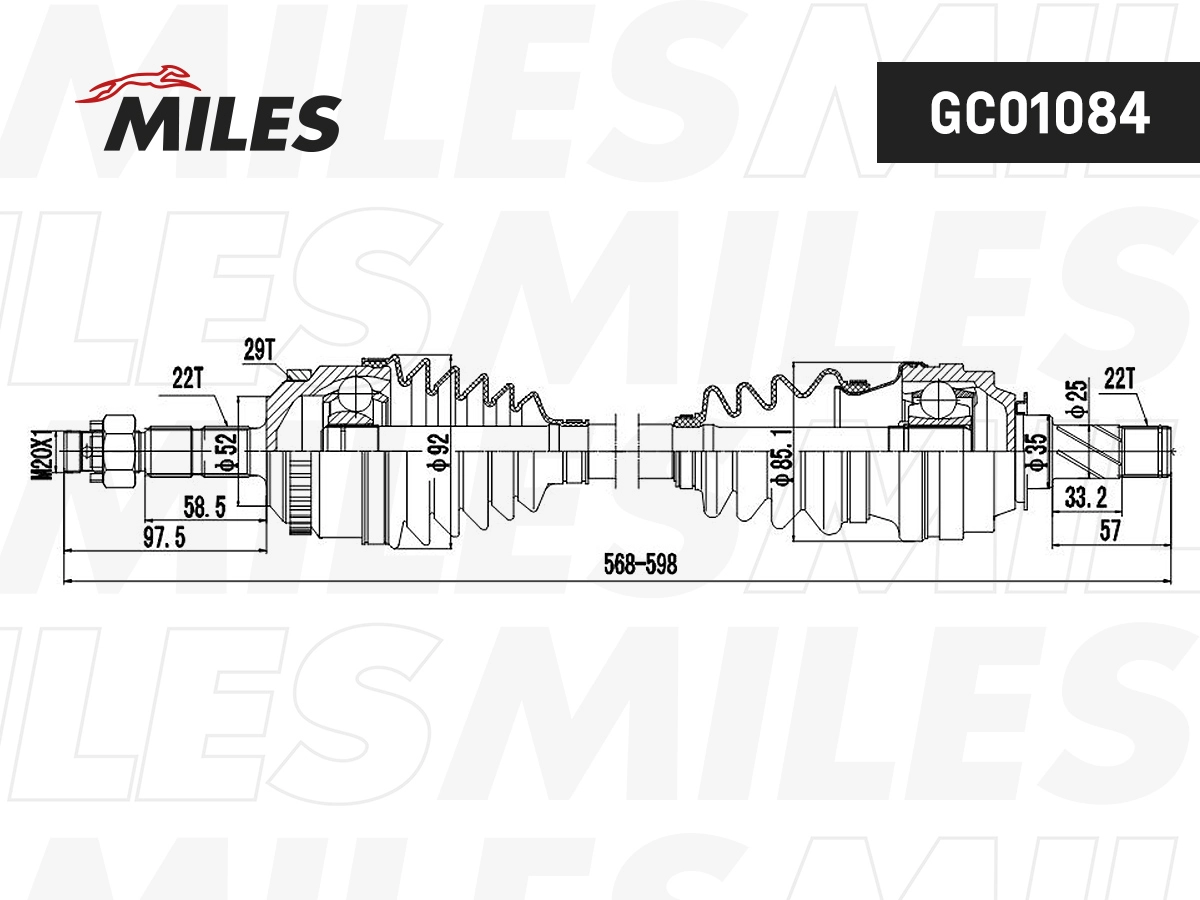 Arbre de transmission MILES GC01084