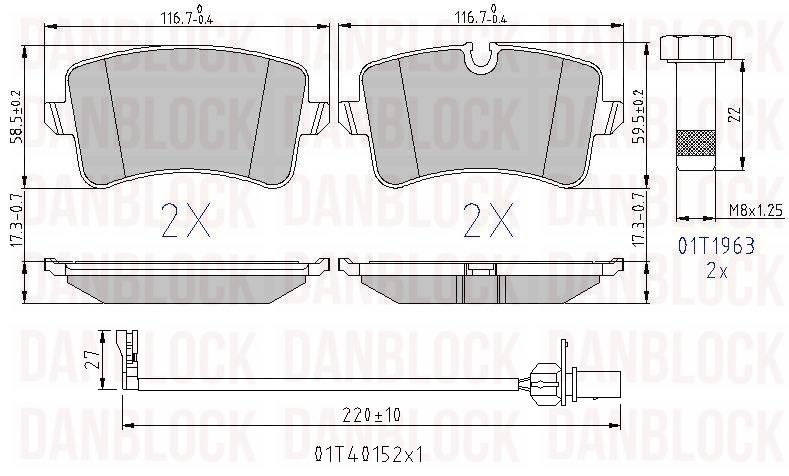 Kit de plaquettes de frein, frein à disque DANBLOCK DB 510952