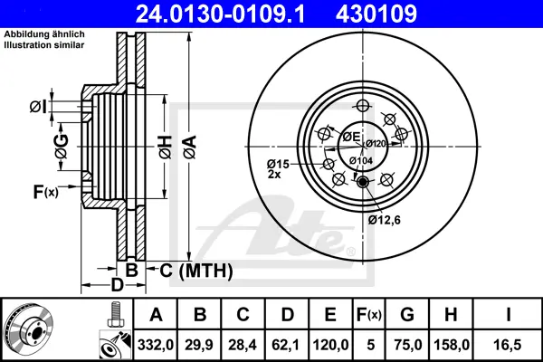 Disque de frein ATE-APAC 24.0130-0109.1