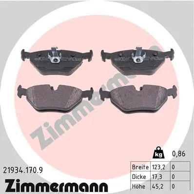 Kit de plaquettes de frein, frein à disque ZIMMERMANN 21934.170.9