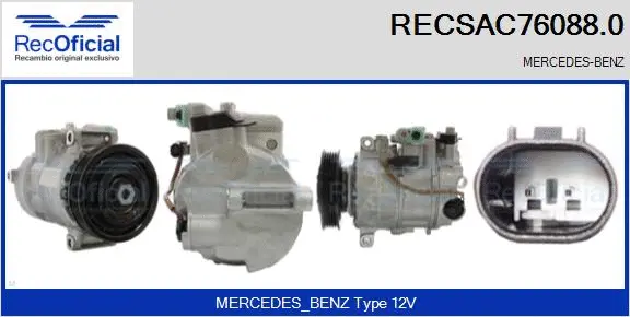 Compresseur, climatisation RECOFICIAL RECSAC76088.0