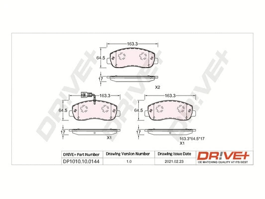 Kit de plaquettes de frein, frein à disque Dr!ve+ DP1010.10.0144