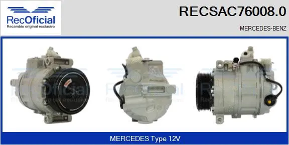 Compresseur, climatisation RECOFICIAL RECSAC76008.0