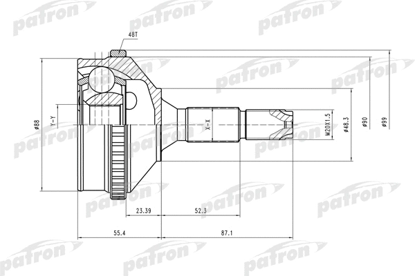 Jeu de joints, arbre de transmission PATRON PCV2056