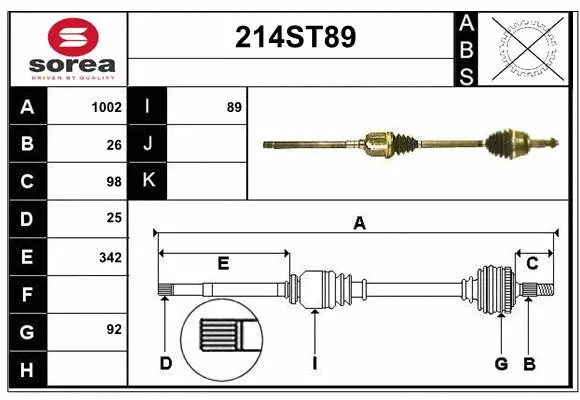 Arbre de transmission STARTCAR 214ST89