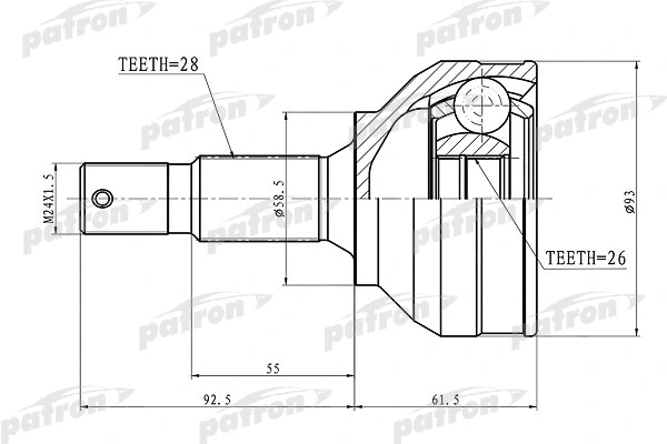 Jeu de joints, arbre de transmission PATRON PCV3115