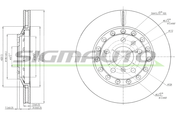 Disque de frein SIGMAUTO DBB934V