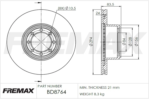 Disque de frein FREMAX BD-8764