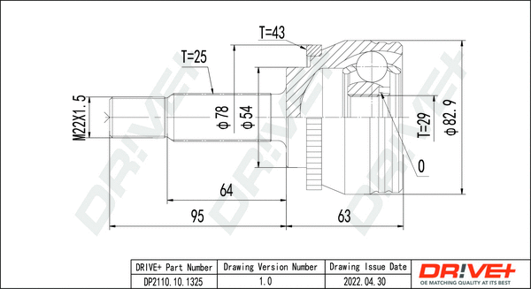 Jeu de joints, arbre de transmission Dr!ve+ DP2110.10.1325