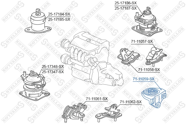 Suspension, boîte de vitesse manuelle STELLOX 71-11059-SX