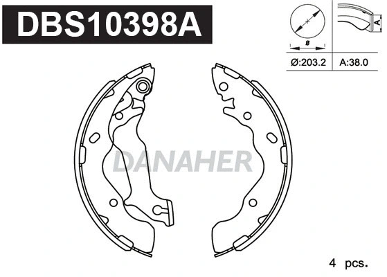 Jeu de mâchoires de frein DANAHER DBS10398A
