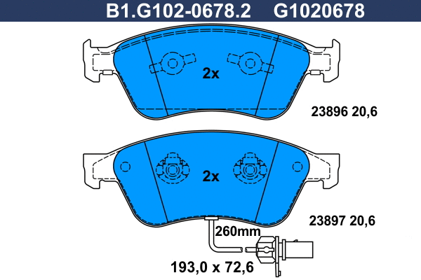 Kit de plaquettes de frein, frein à disque GALFER B1.G102-0678.2