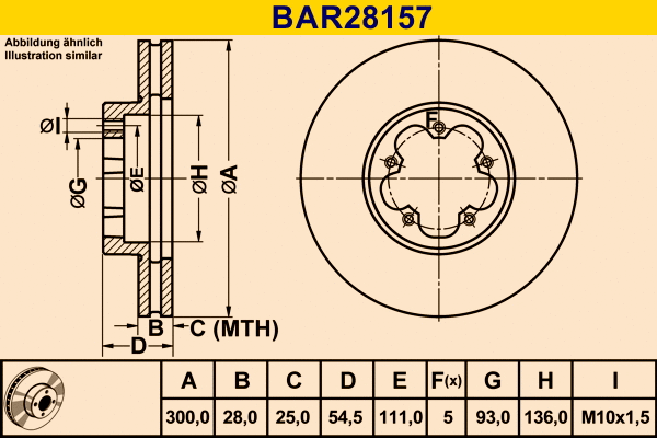 Disque de frein BARUM BAR28157
