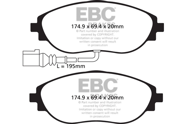 Kit de plaquettes de frein, frein à disque EBC Brakes DP32127C