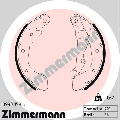 Jeu de mâchoires de frein ZIMMERMANN 10990.158.6