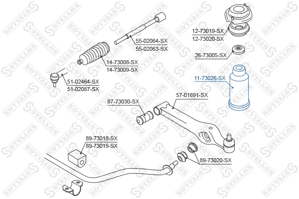 Bouchon de protection/soufflet, amortisseur STELLOX 11-73026-SX