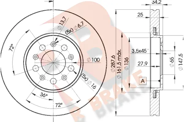 Disque de frein R BRAKE 78RBD25604