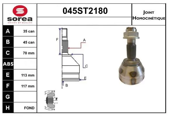 Jeu de joints, arbre de transmission STARTCAR 045ST2180