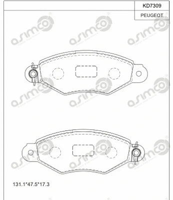 Kit de plaquettes de frein, frein à disque ASIMCO KD7309