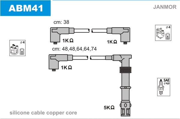 Kit de câbles d'allumage JANMOR ABM41