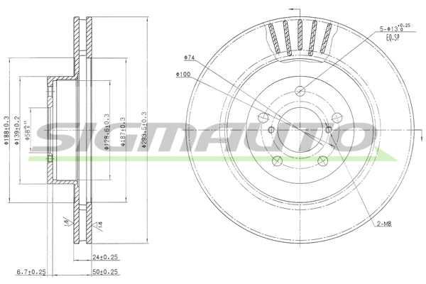 Disque de frein SIGMAUTO DBB175V