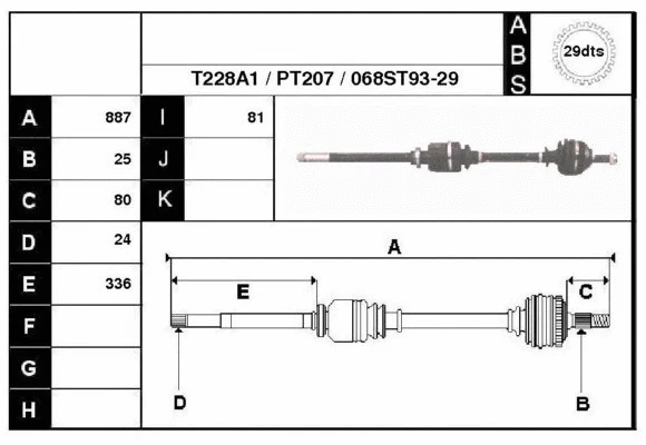 Arbre de transmission Technika 28068A1