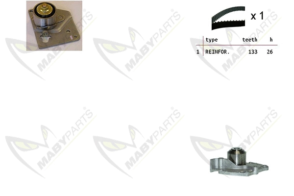 Pompe à eau + kit de courroie crantée MABYPARTS OBKWP0091