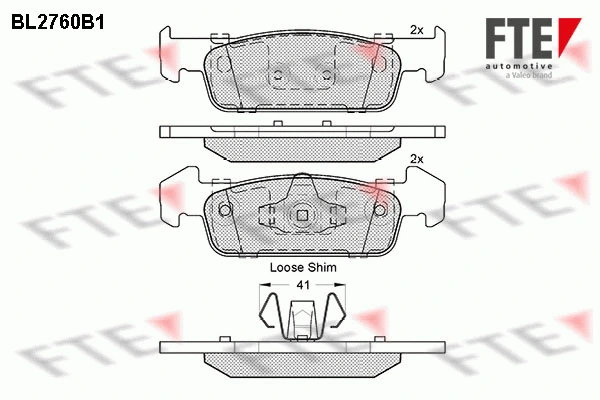Kit de plaquettes de frein, frein à disque FTE 9010968