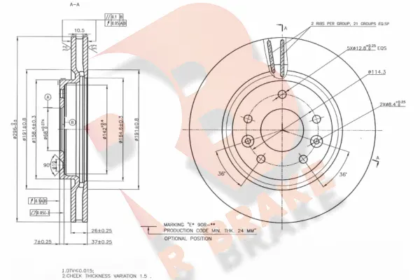 Disque de frein R BRAKE 78RBD22089