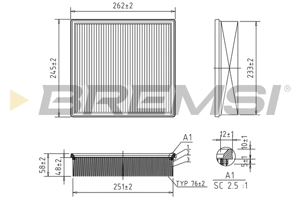 Filtre à air BREMSI FA2090