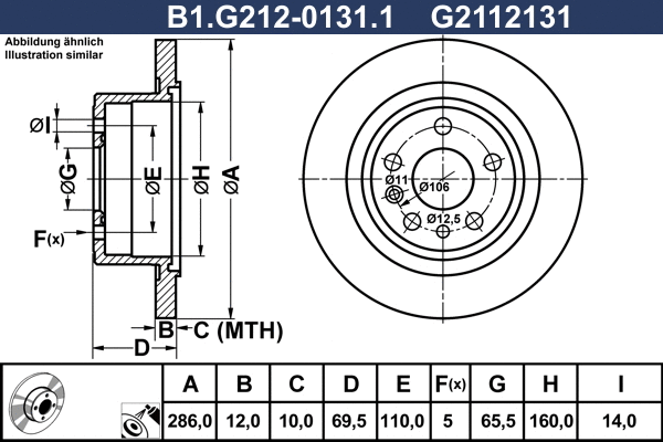 Disque de frein GALFER B1.G212-0131.1