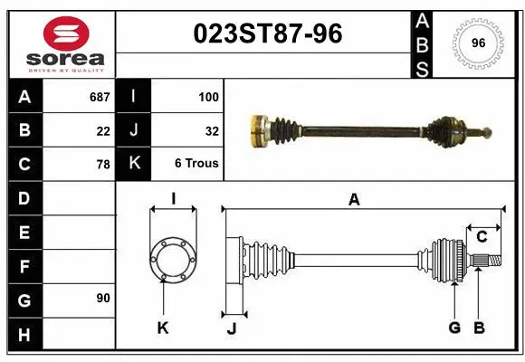 Arbre de transmission STARTCAR 023ST87-96
