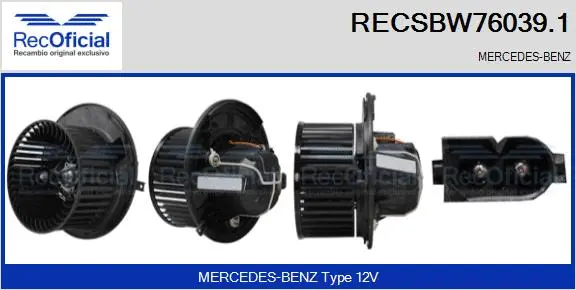 Pulseur d'air habitacle RECOFICIAL RECSBW76039.1