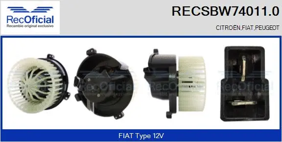 Pulseur d'air habitacle RECOFICIAL RECSBW74011.0