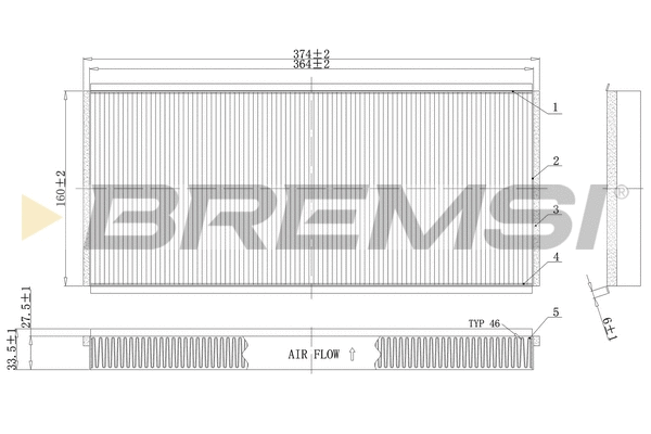 Filtre, air de l'habitacle BREMSI FC1335C