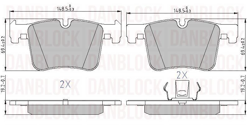 Kit de plaquettes de frein, frein à disque DANBLOCK DB 510950