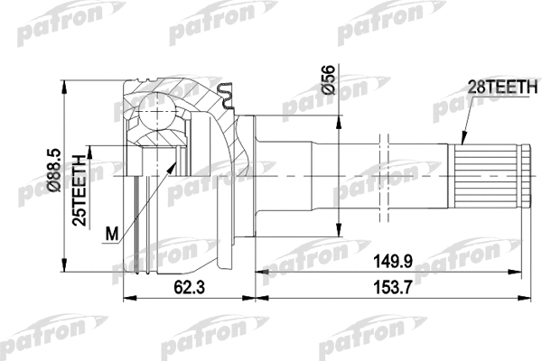 Jeu de joints, arbre de transmission PATRON PCV5007
